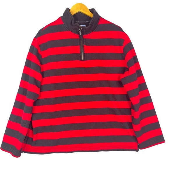 Pacer Sweatshirt Mens 1/4 Zip Red Black Striped Extra Large XL Long Sleeve - Picture 1 of 12